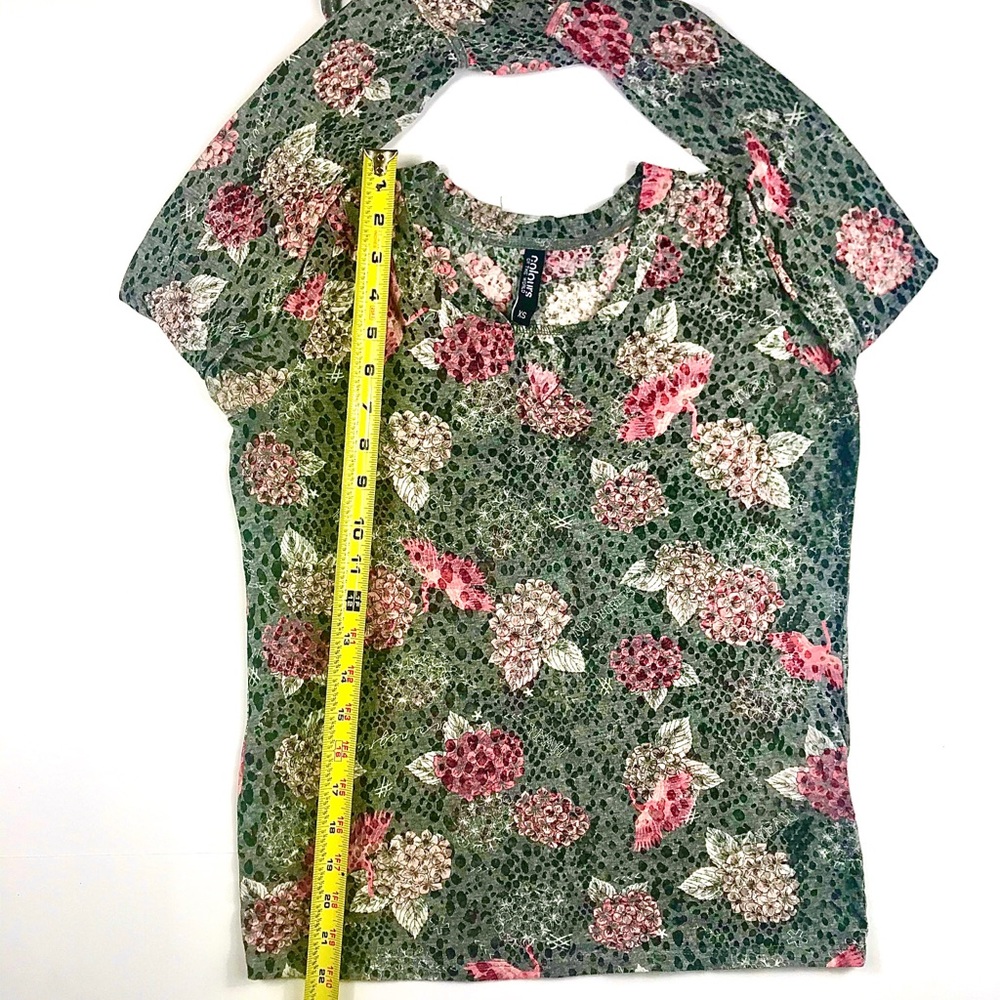 COLOURS OF THE WORLD Floral L/S Top, Size XS